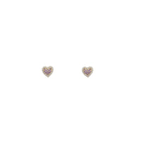 Zirconia Heart Stud Earrings (14K)