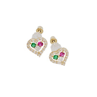 Zirconia Heart Stud Earrings (14K)