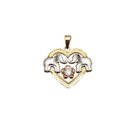 Tricolor Kissing Elephants Heart Pendant (14K)