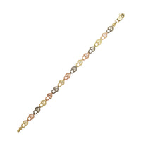 Tricolor Milgrain Heart Lock Fancy Lady Bracelet (14K).