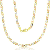 Tricolor Valentino Heart Link Necklace (14K)