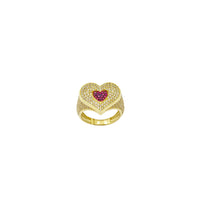 Pink Red Heart CZ Ring (14K).