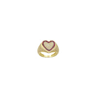 Pink Red Zirconia Hearts Lady Ring (14K)