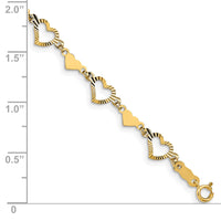 Diamond-Cut Alternating Hearts Bracelet (14K).
