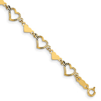 Diamond-Cut Alternating Hearts Bracelet (14K).