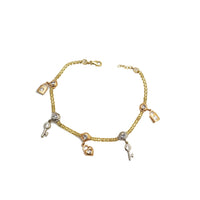 Tricolor Charms Bracelet (14K).