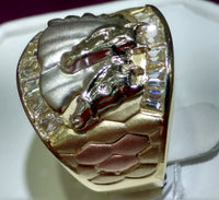 Double Horse Head Men's Ring 14K - Lucky Diamond 恆福珠寶金行 New York City 169 Canal Street 10013 Jewelry store Playboi Charlie Chinatown @luckydiamondny 2124311180