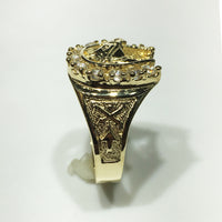 Horse Head Men's Ring 14K (CZ Horseshoe) - Popular Jewelry