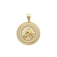 Cuban-Link Frame Horse Medallion Pendant (14K)