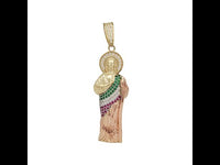 3-D Tricolor Color Icy Saint Jude Pendant (14K)