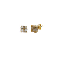 Iced-Out Cubic Zirconia Square Stud Earring (14K)