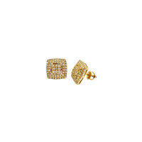 Iced-Out Diamond Square Shape Stud Earrings (14K)