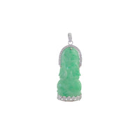 Diamond Frame GuanYin Jade Pendant (14K)