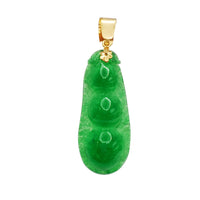 Green Jade Peapod Pendant (14K)