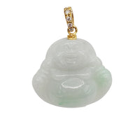 Diamond Jade Buddha Pendant (14K)