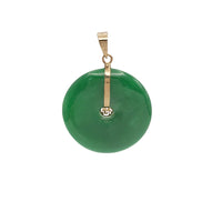 Jade Happiness Symbol Round Disc Pendant (14K)