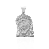 White Gold Closed-Back Jesus Head Pendant (14K)