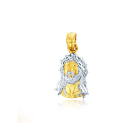 Two-Tone Jesus Wavy Locks Mini Pendant (14K)