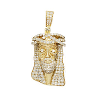 Diamond Jesus Head Pendant (14K)