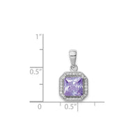 Cubic Zirconia Birth Stone Square Pendant (Silver)