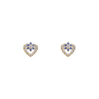 Open Heart with the Flower Stud Earrings (14K)