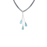 Triple Larimar Round Snake Necklace (Silver)