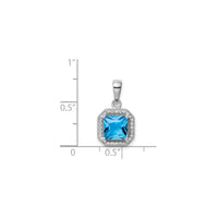 Cubic Zirconia Birth Stone Square Pendant (Silver)