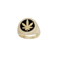 Black Onyx Marijuana Leaf Ring (14K)