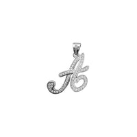 Cubic Zirconia Script Letter Pendant (Silver)