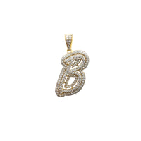 Cubic Zirconia Script Initial Letter Pendant (14K)