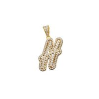 Cubic Zirconia Script Initial Letter Pendant (14K)