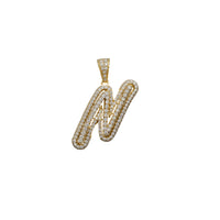 Cubic Zirconia Script Initial Letter Pendant (14K)