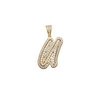 Cubic Zirconia Script Initial Letter Pendant (14K)