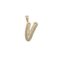 Cubic Zirconia Script Initial Letter Pendant (14K)