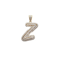 Cubic Zirconia Script Initial Letter Pendant (14K)