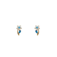 Curved Flower Stud Earrings (14K)