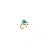 Light Blue Oval Cubic Zirconia Lady Ring (14K)