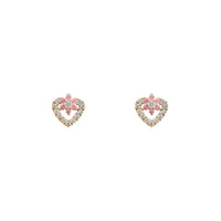Open Heart with the Flower Stud Earrings (14K)