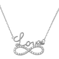 Infinity Love Zirconia Pendant Necklace (14K).