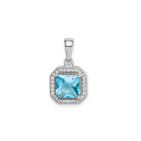 Cubic Zirconia Birth Stone Square Pendant (Silver)