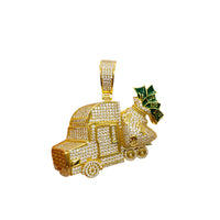Cubic Zirconia Money Truck Pendant (Silver)