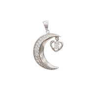 Crescent and Hanging Heart Pendant ( Silver )