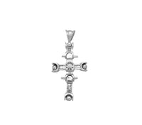 White Gold Channel CZ Motion Cross Pendant (14K)