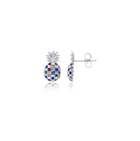 Micropave CZ Pineapple Stud Earrings (Silver)