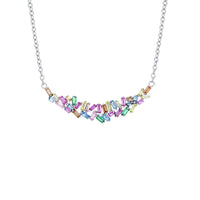 Multi-Color Baguette CZ Necklace (Silver )