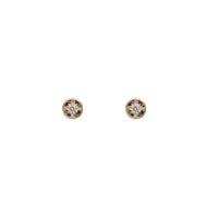 Zirconia Bezel Round Stud Earrings (14K)