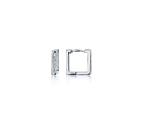 Pave 1-Row Baguette Squared Huggie Earring (Silver)