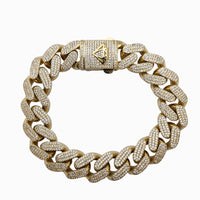 Iced Out Cuban Zirconia Bracelet (14K).