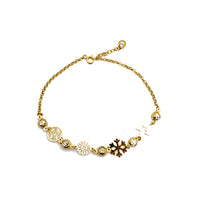 Zirconia Charms Rolo Link Anklet (14K)