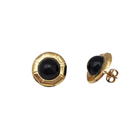 Bamboo Black Onyx Stud Earrings (14K)